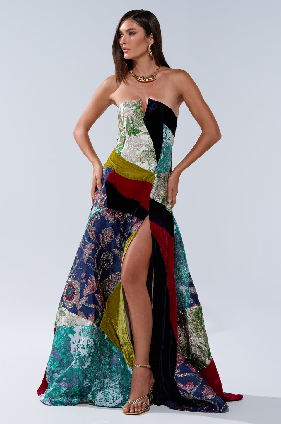 mixed media dress MUSHU MIXED MEDIA MAXI DRESS – AKIRA