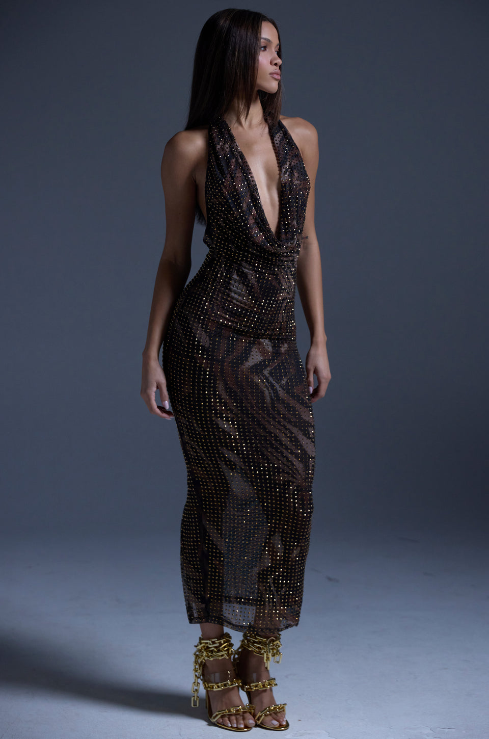 printed mesh dress LENNON PRINTED MESH RHINESTONE MIDI DRESS – AKIRA