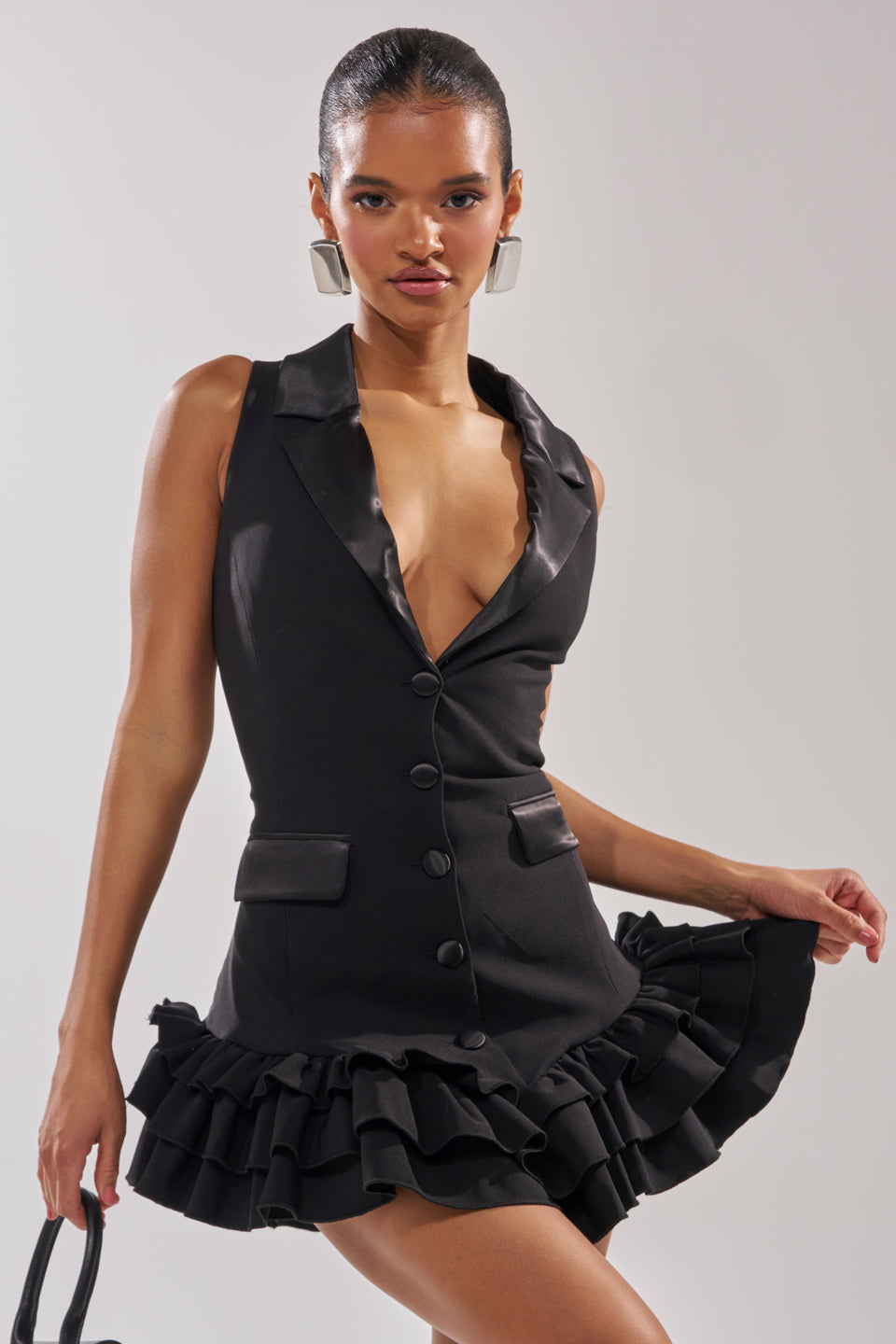 black dress akira AKIRA Suited Up Sleeveless Mini Dress | Black