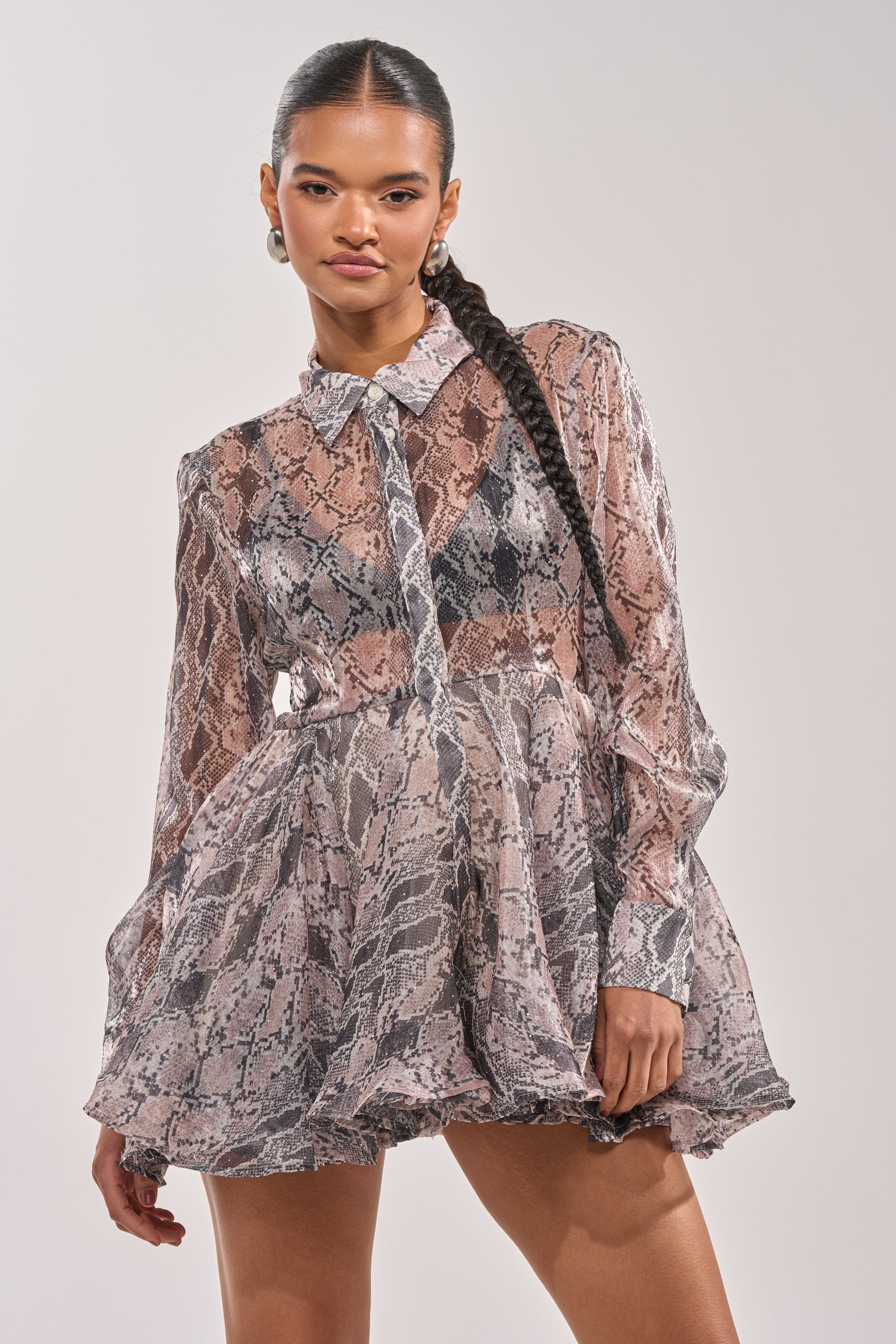 bold print mini dress AKIRA Wild Rhythm Snake Print Mini Dress | Black