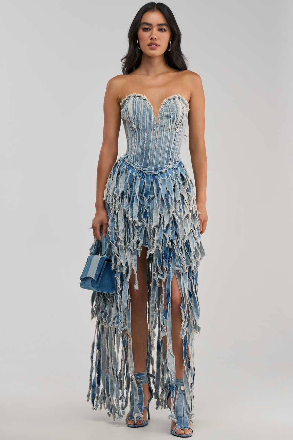 HERE FOR A GOOD TIME STRAPLESS DENIM DRESS – AKIRA