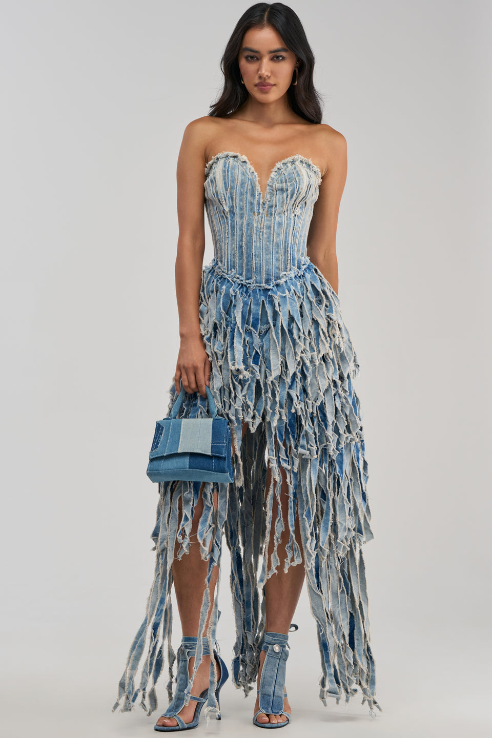 HERE FOR A GOOD TIME STRAPLESS DENIM DRESS – AKIRA