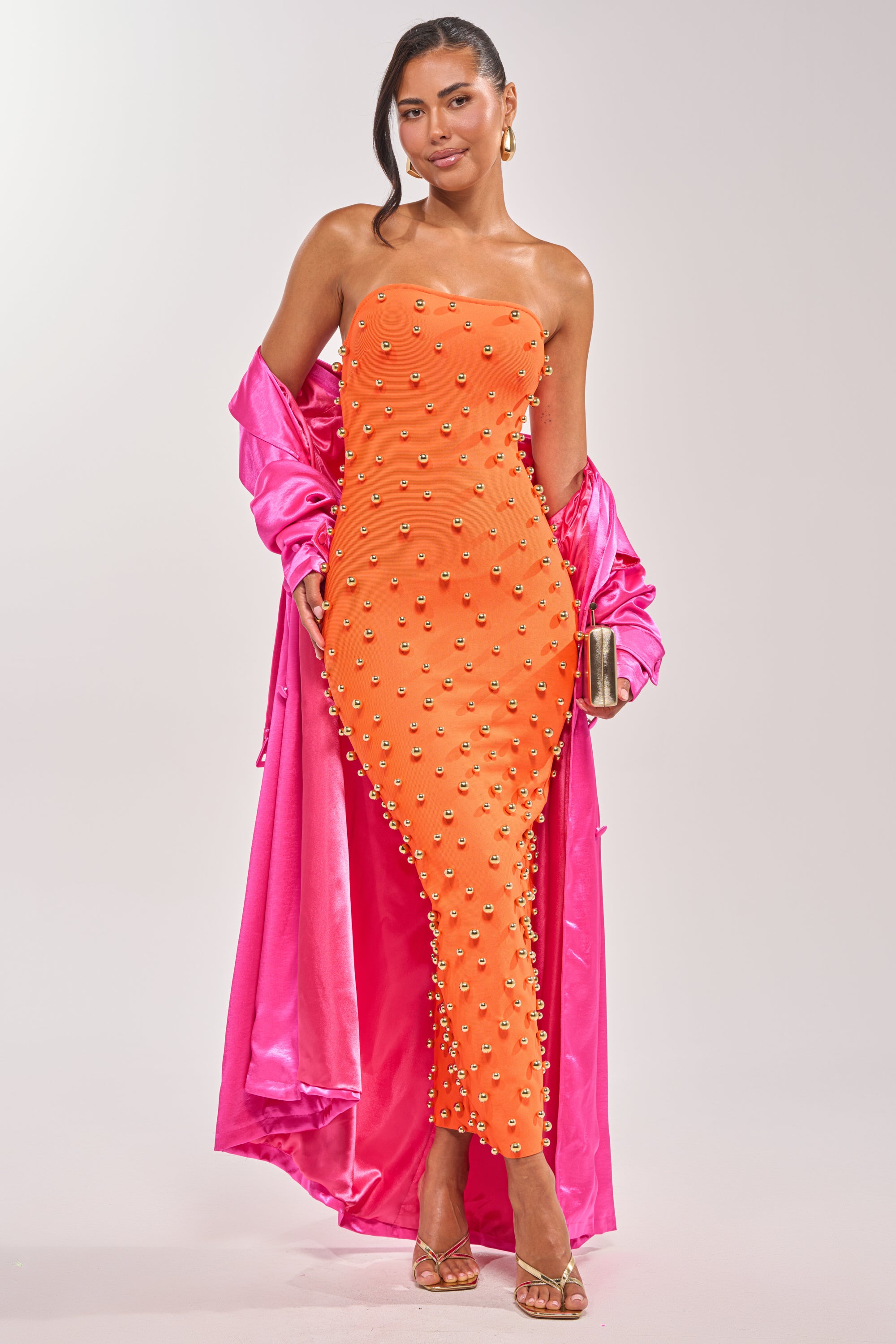 AKIRA Serving Looks Strapless Studded Midi Dress | Size Large AKIRA Serving Looks Strapless Studded Midi Dress | Size Large