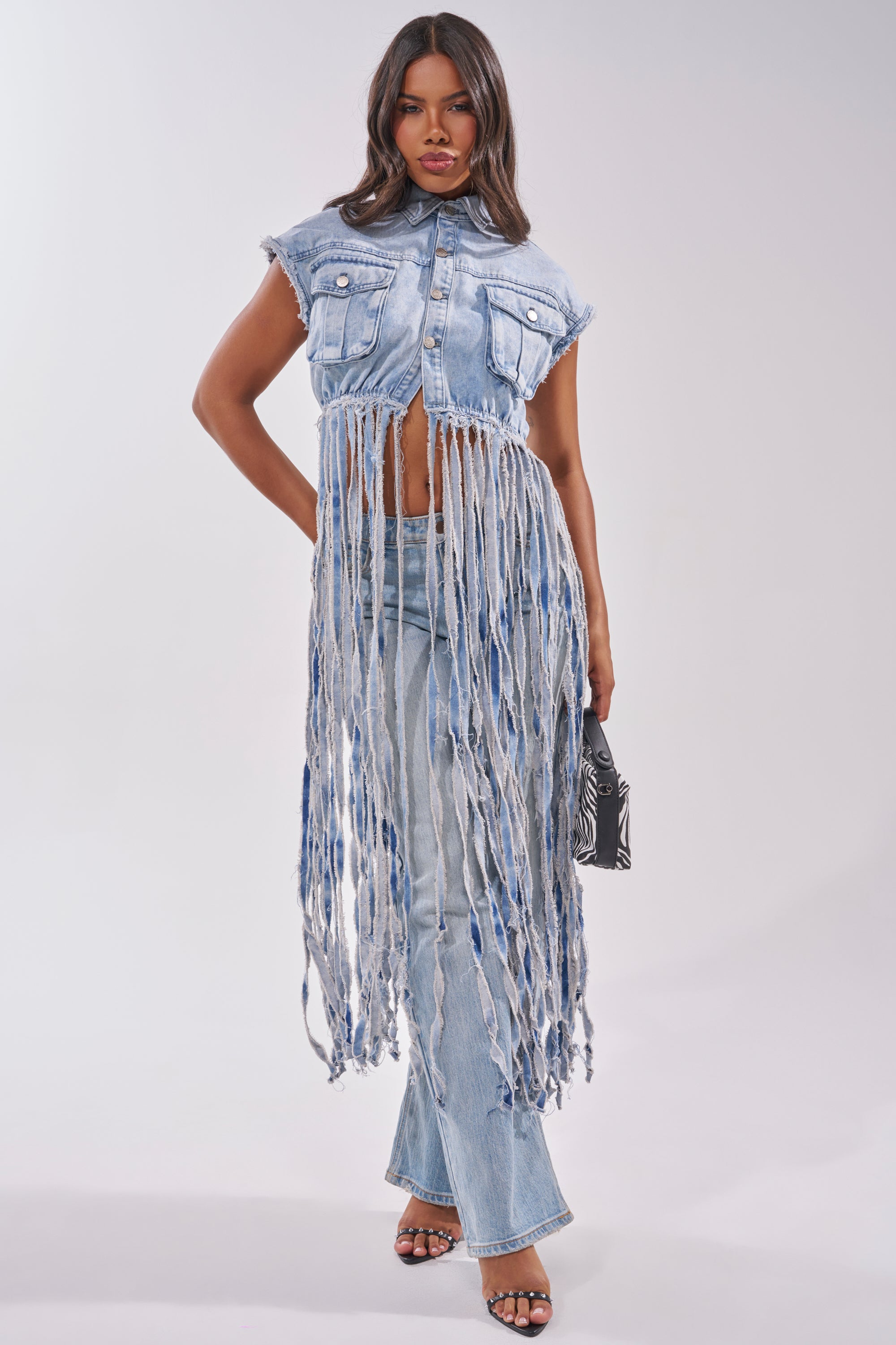 ROCK ON DENIM FRINGE TOP – AKIRA