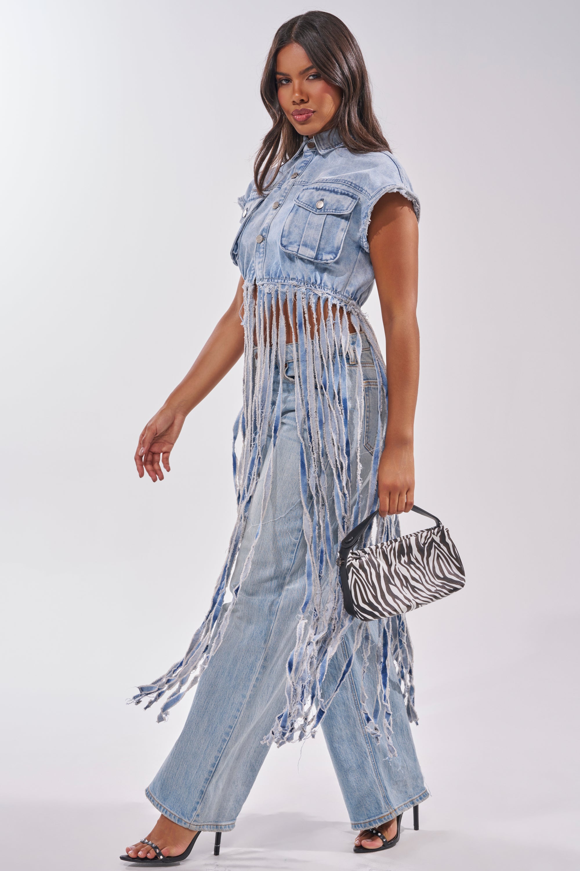 ROCK ON DENIM FRINGE TOP – AKIRA