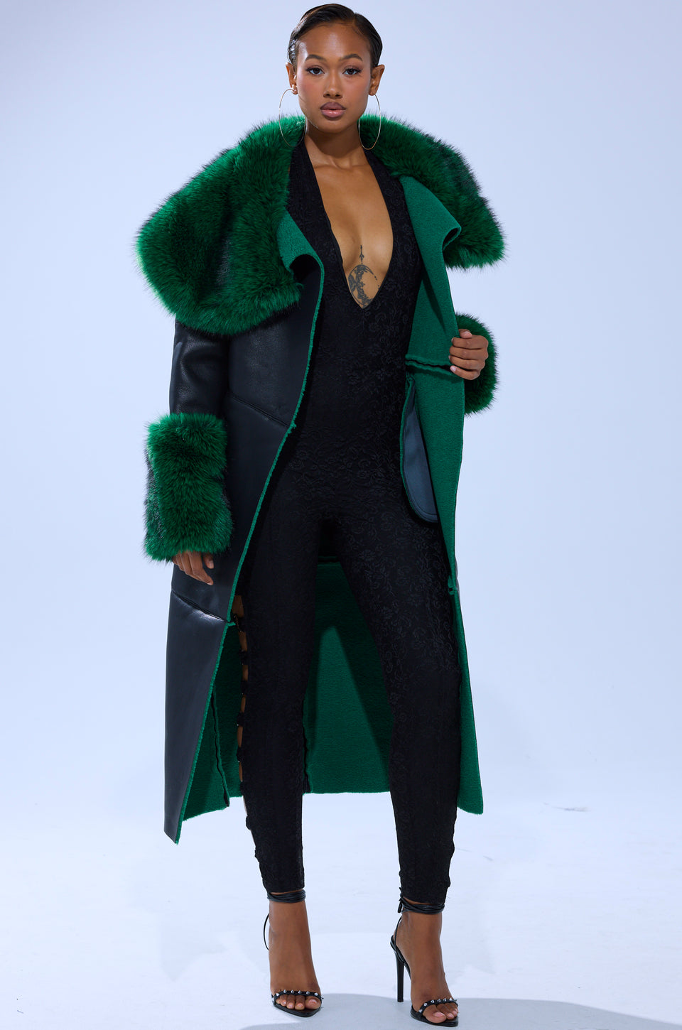 SEEING GREEN FUR TRIM TRENCH – AKIRA