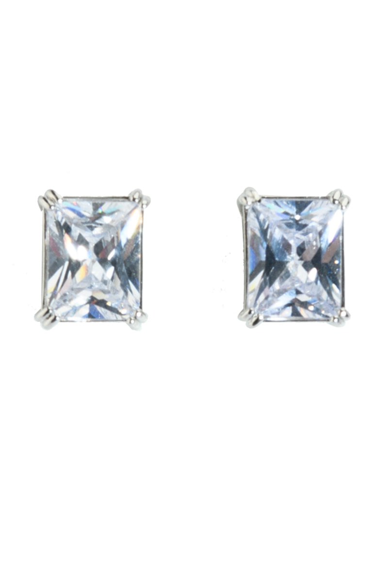 The 3 PACK STUD EARRING features square-cut cubic zirconia studs in four-prong silver-tone settings, shown on a white background. 5