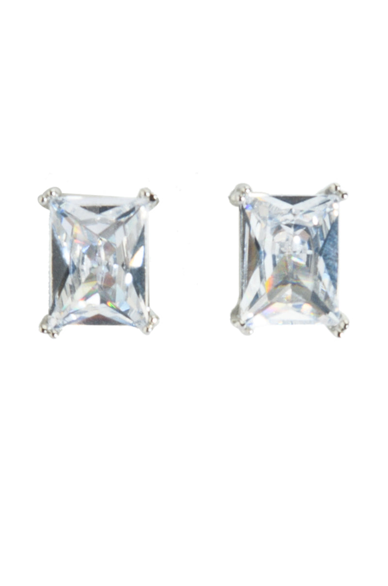 A set of 3 PACK STUD EARRING featuring square-cut cubic zirconia studs in silver-tone prongs, shown on a white background. 6