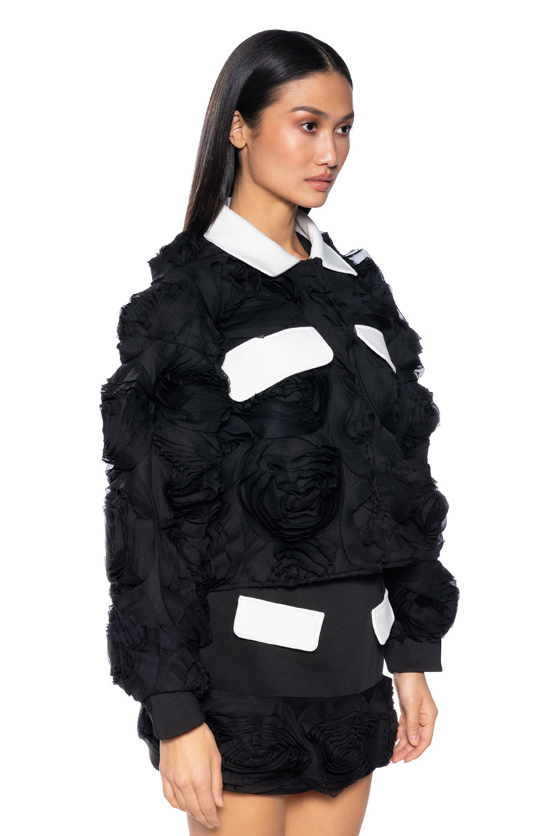 Side View 3d Floral Bomber