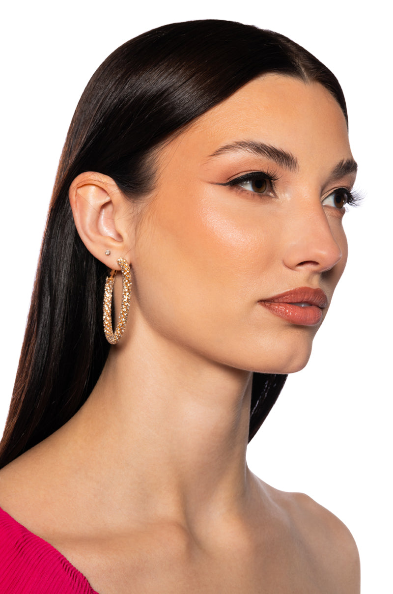 Front View 50mm Bling Hoop In Gold 0
