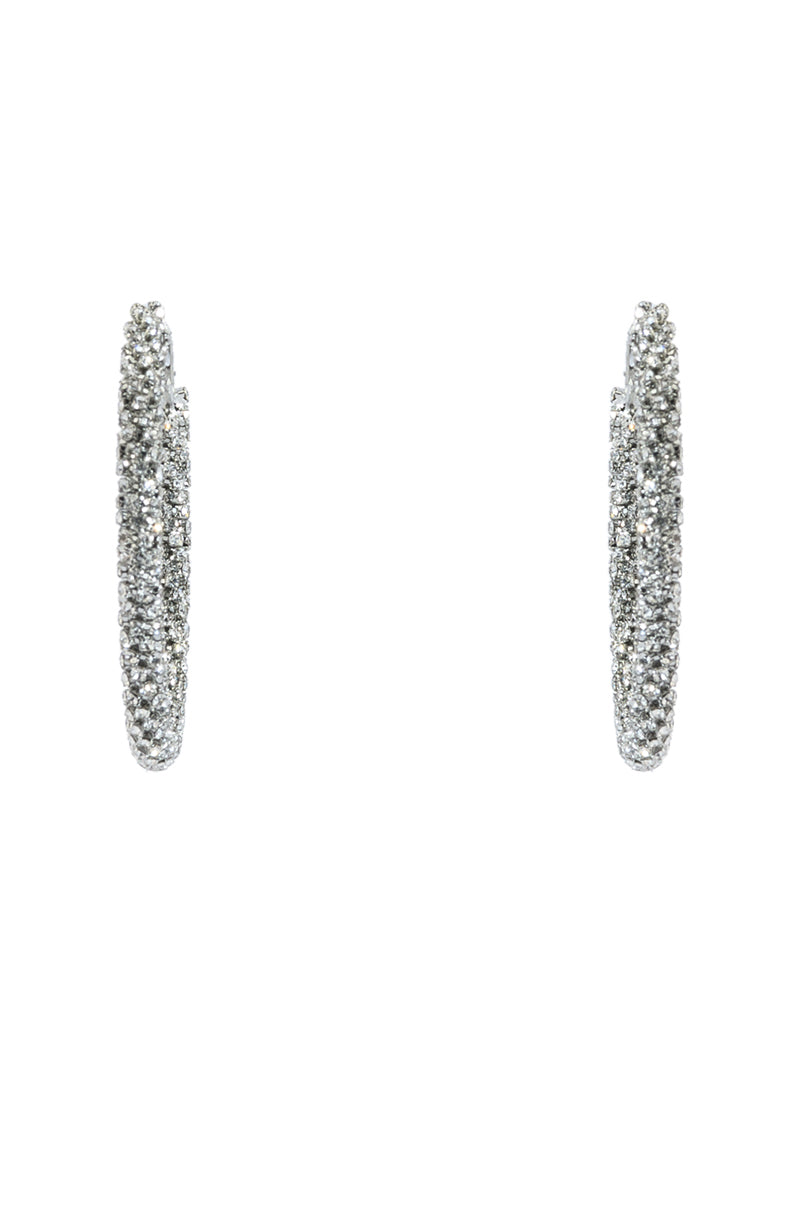 Side View 50mm Bling Hoop In Silver 2