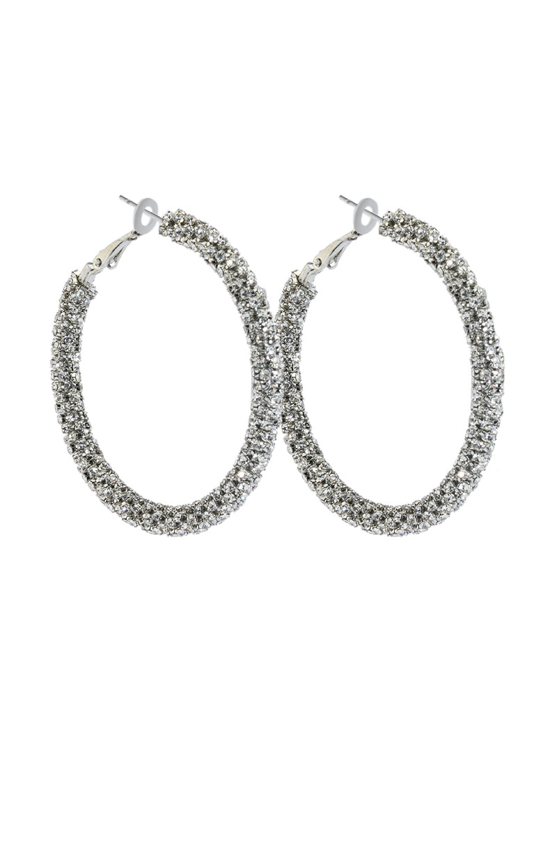 Back View 50mm Bling Hoop In Silver 1