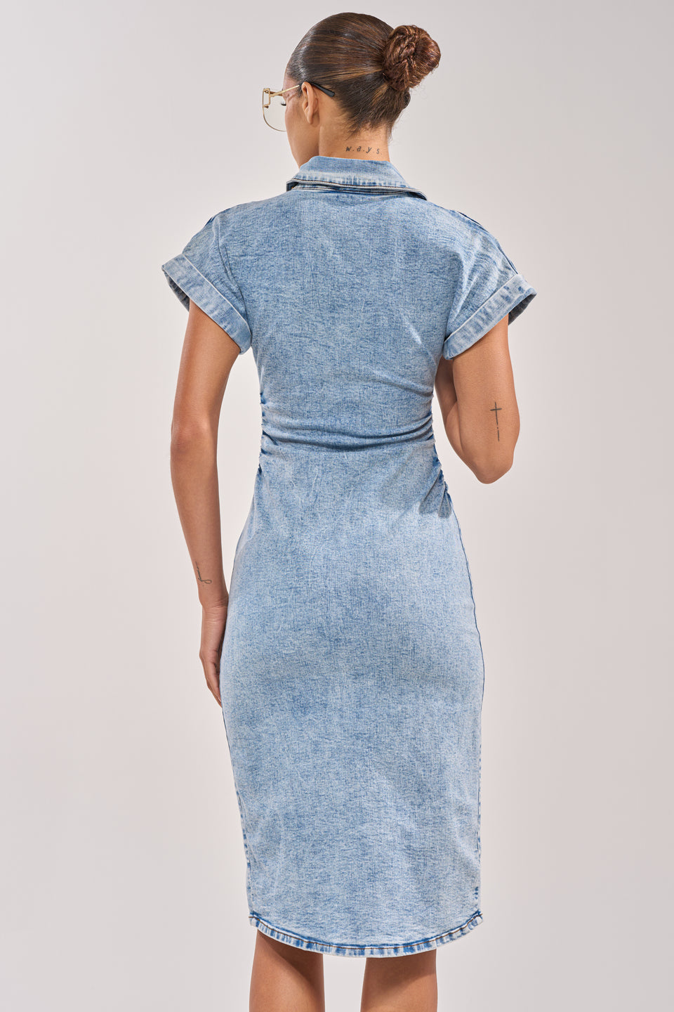 AKIRA Little Denim Midi Dress | Light Blue