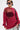 A woman in oversized sunglasses and statement earrings poses in the OPEN FOR BUSINESS SWEATSHIRT IN BURGUNDY with rhinestone mesh paneling over a black bra, styled with light-wash distressed jeans and a black shoulder bag.