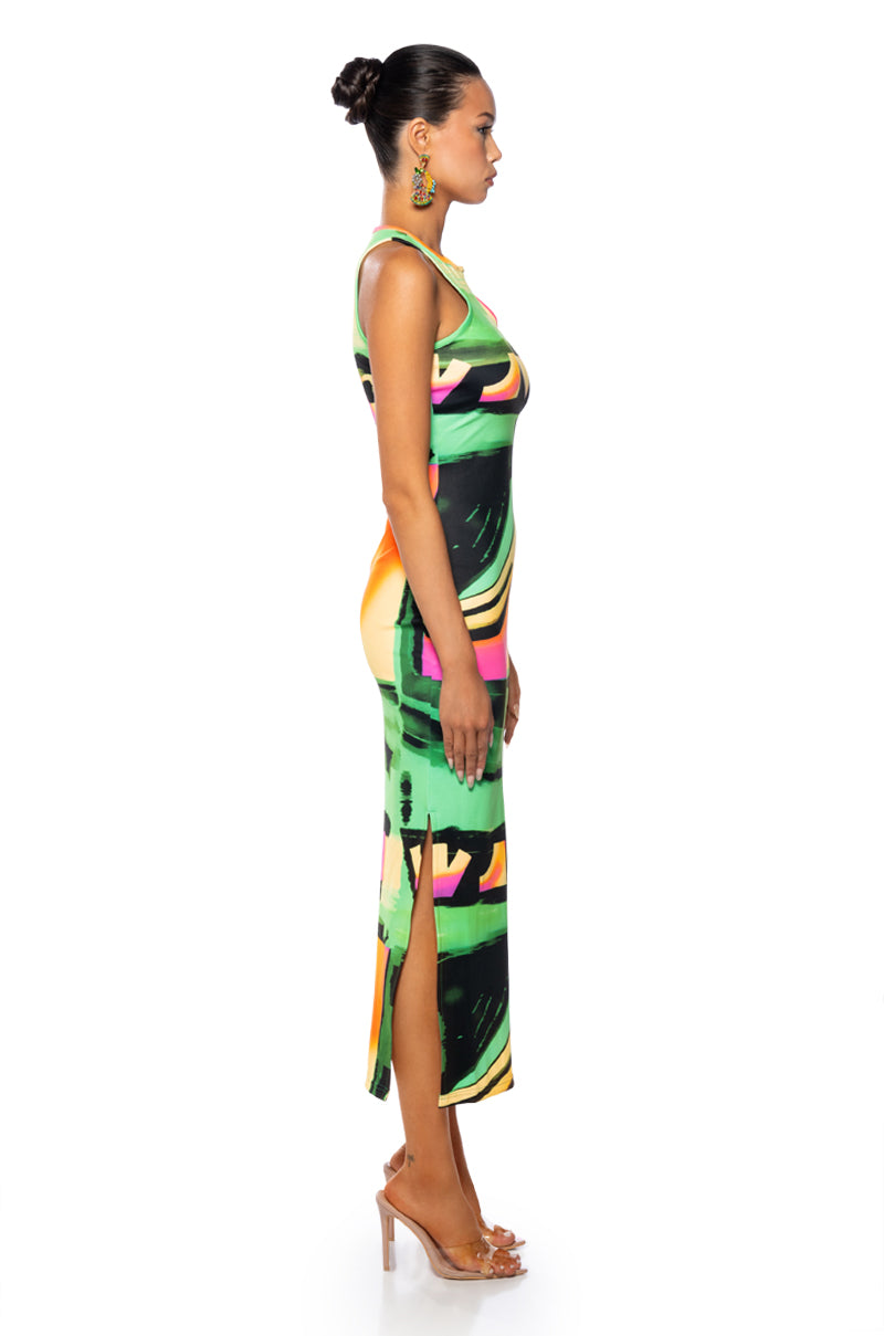 Back View 90s Baby Abstract Print Maxi Dress