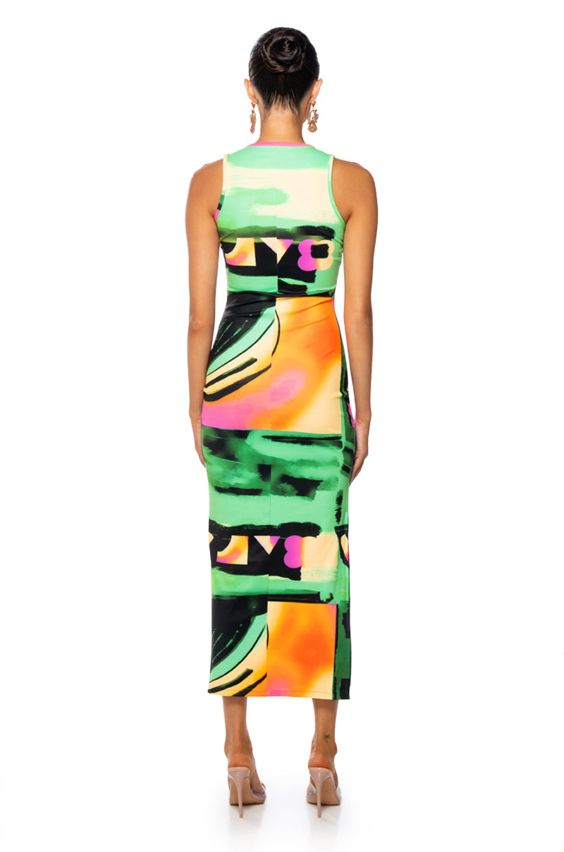 Full View 90s Baby Abstract Print Maxi Dress