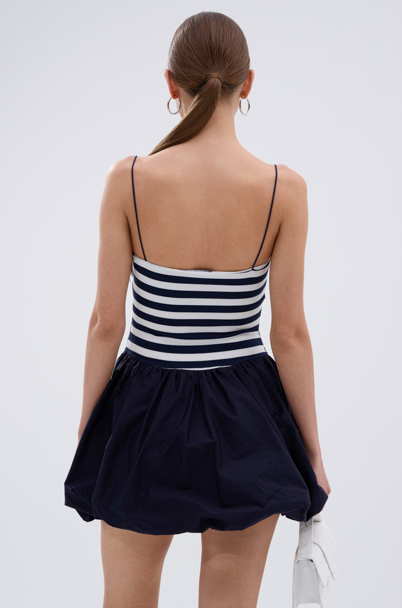 SAIL AWAY WITH ME STRIPE MINI DRESS  AKIRA