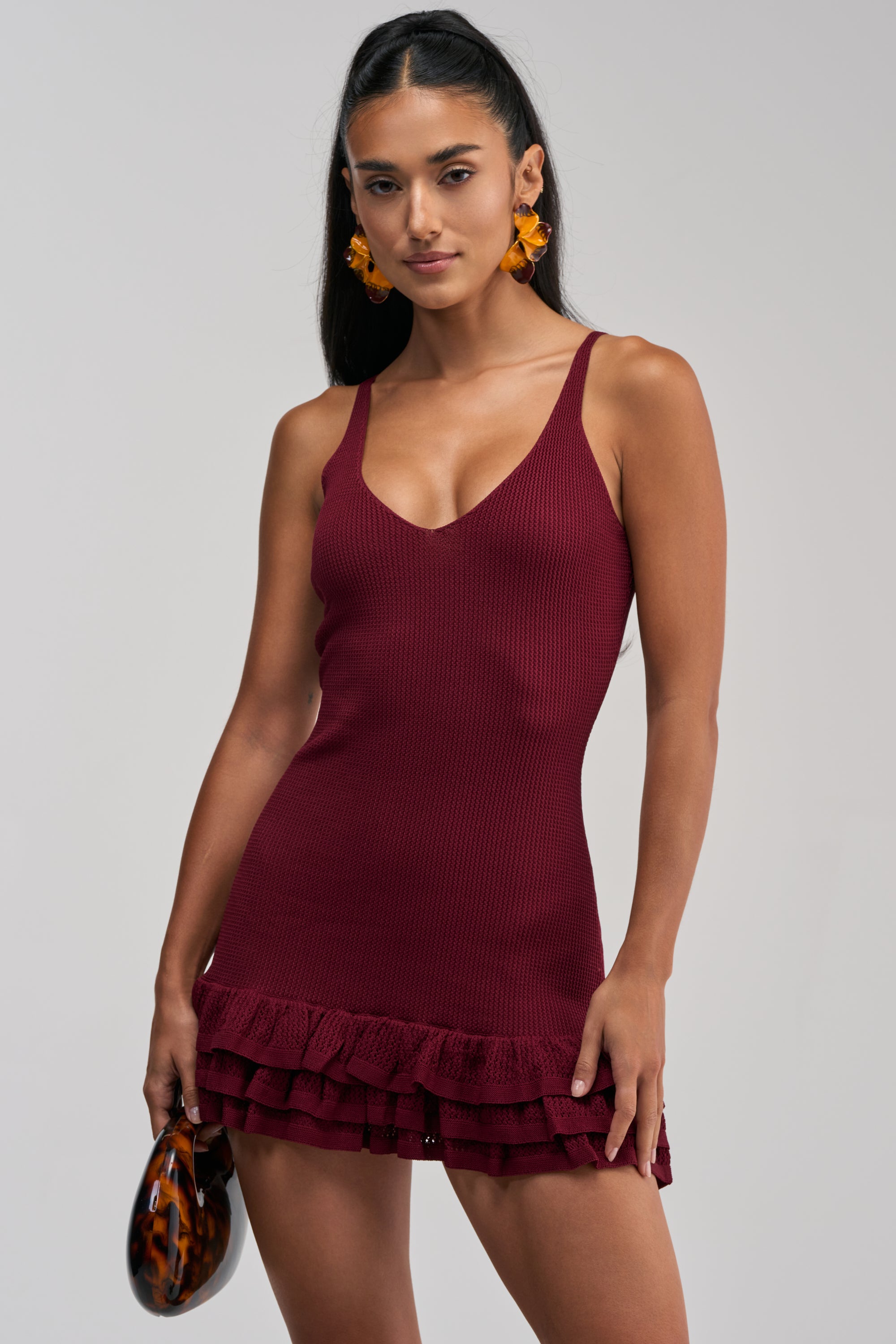 RUFFLE QUEEN MINI DRESS IN PLUM – AKIRA