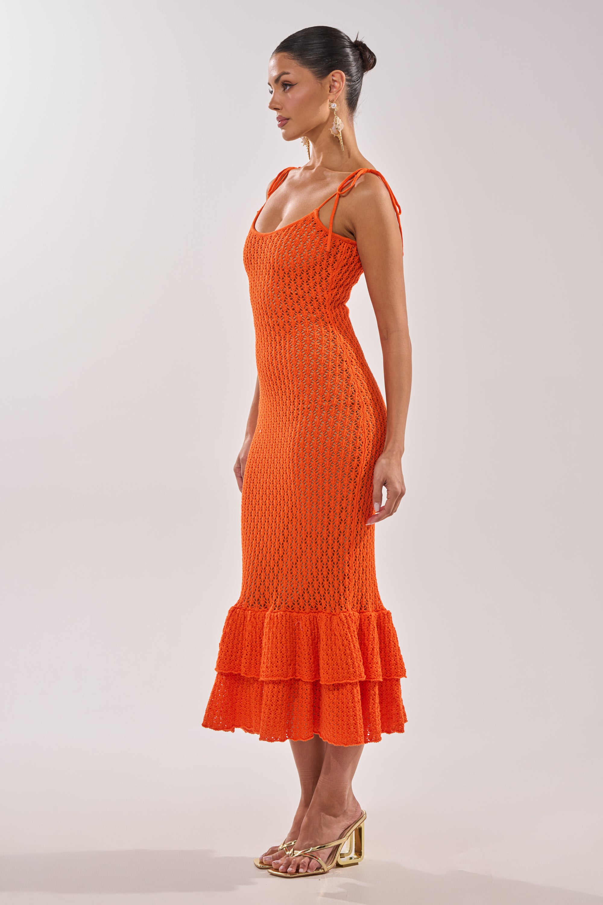 AKIRA Linsey Maxi Knit Dress In Orange