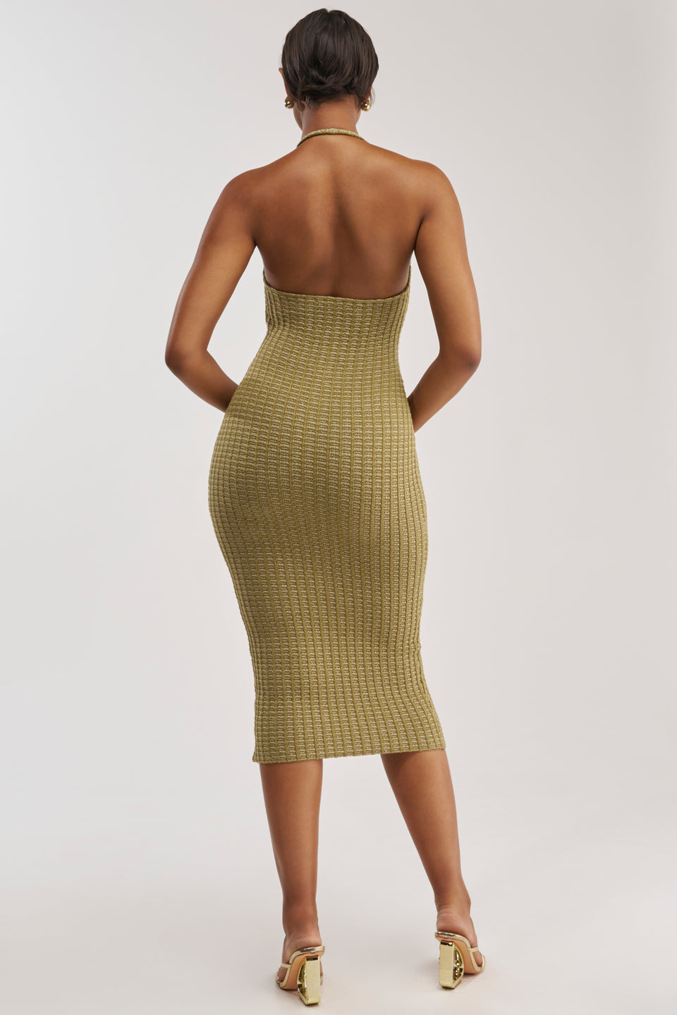 BUTTONED DOWN BADDIE MIDI DRESS IN OLIVE – AKIRA