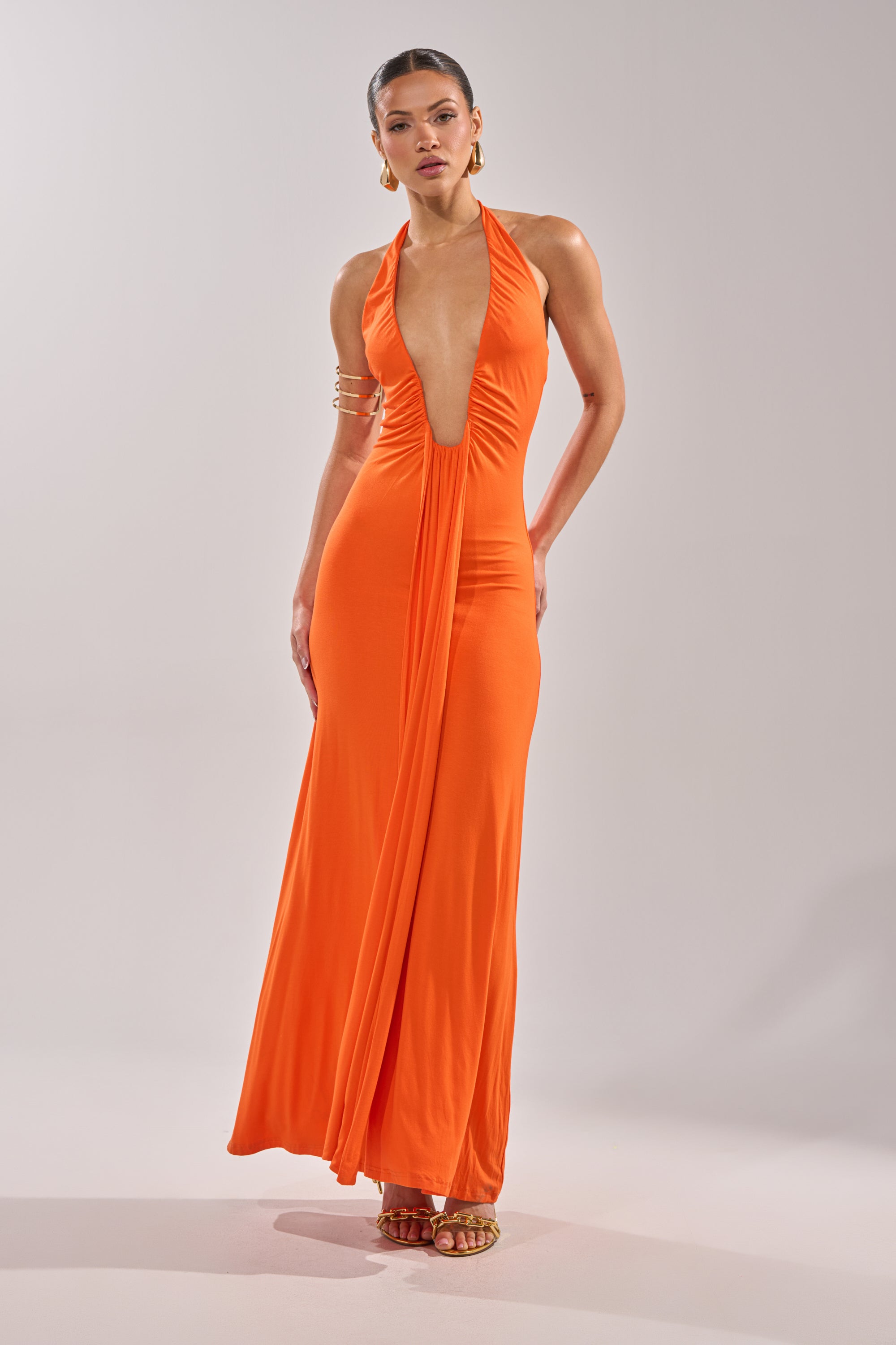 MAKE YOU LOSE YOUR MIND MAXI DRESS IN ORANGE – AKIRA