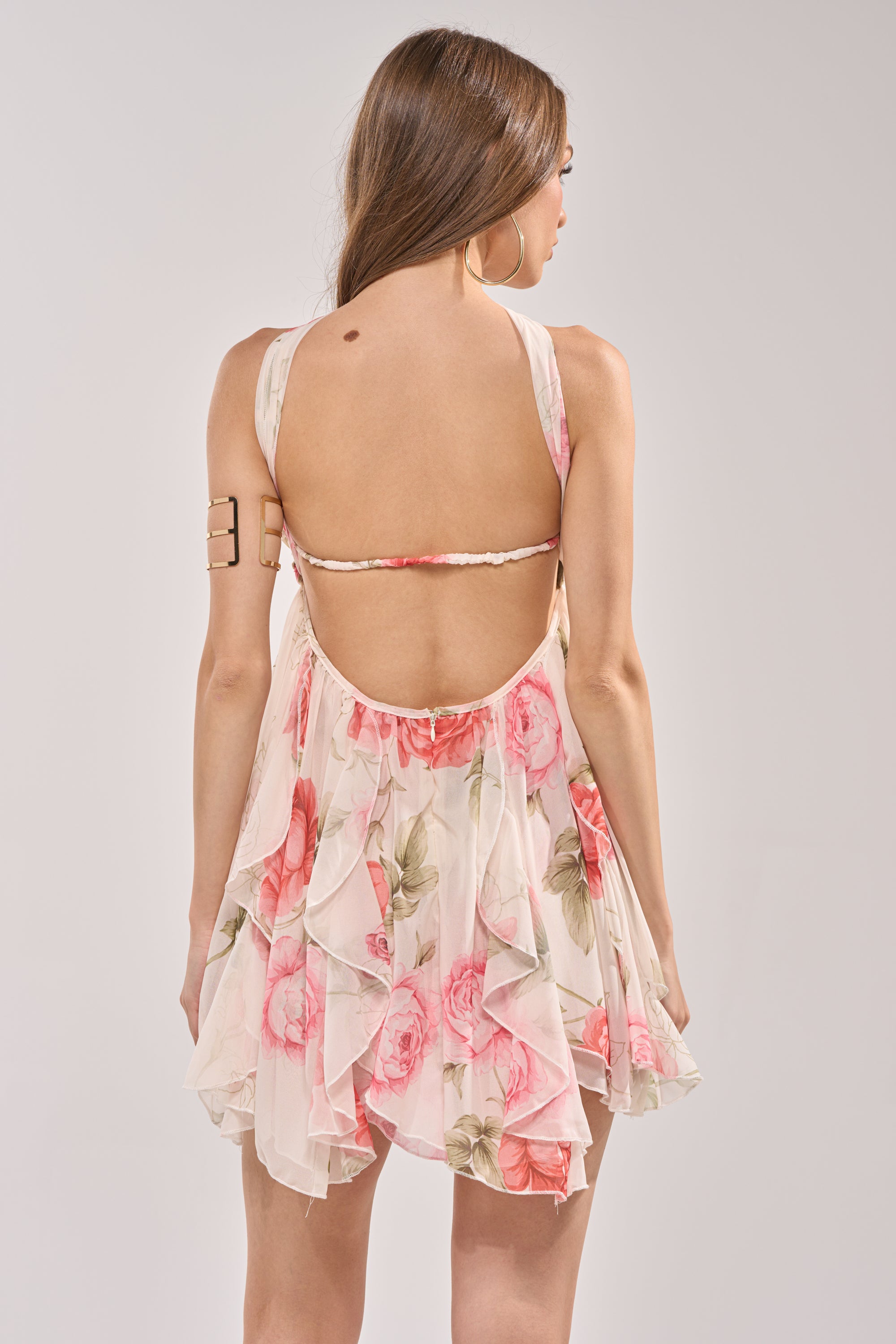 floral chiffon dress mini AKIRA Talk Later Floral Chiffon Mini Dress