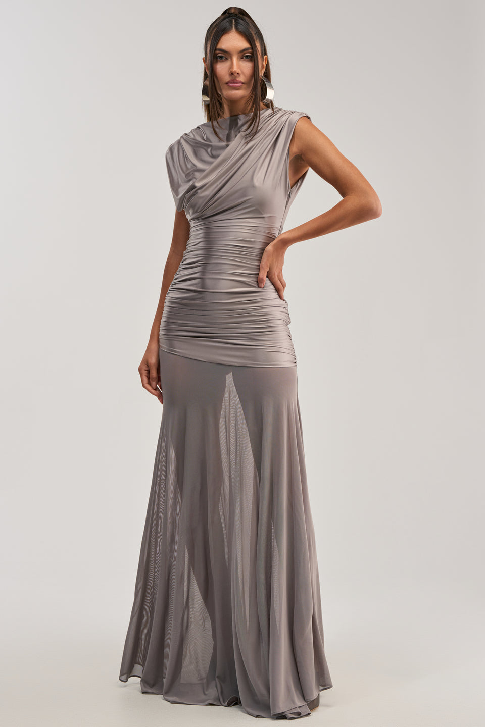 plain satin maxi dress Andamane Vera Long Dress