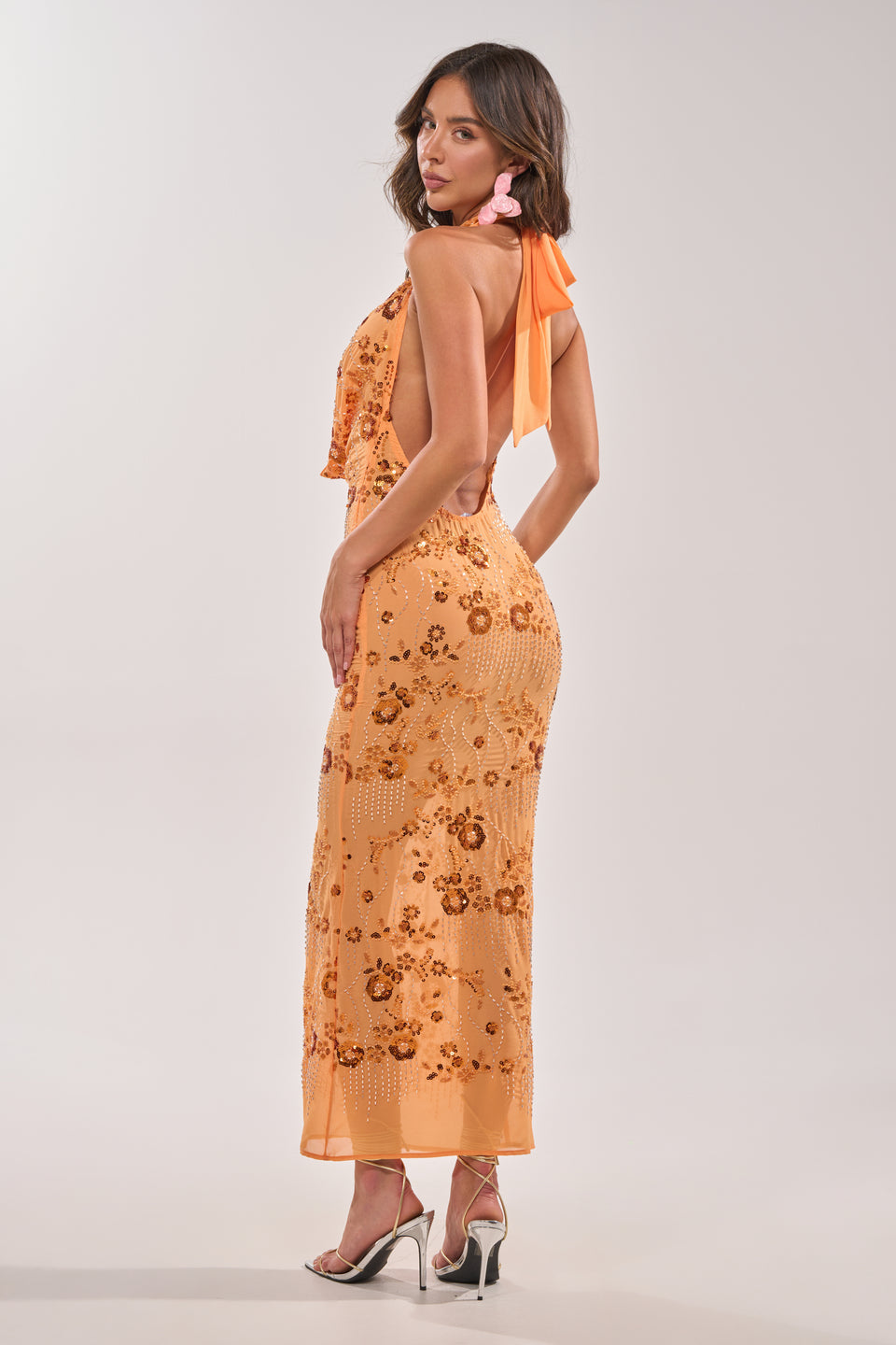 LOVE LETTERS EMBELLISHED MAXI DRESS IN ORANGE – AKIRA