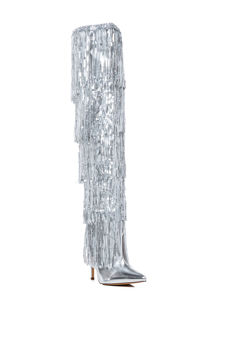 ルア AZALEA WANG ADRIEL SILVER FRINGE STILETTO BOOT – AKIRA