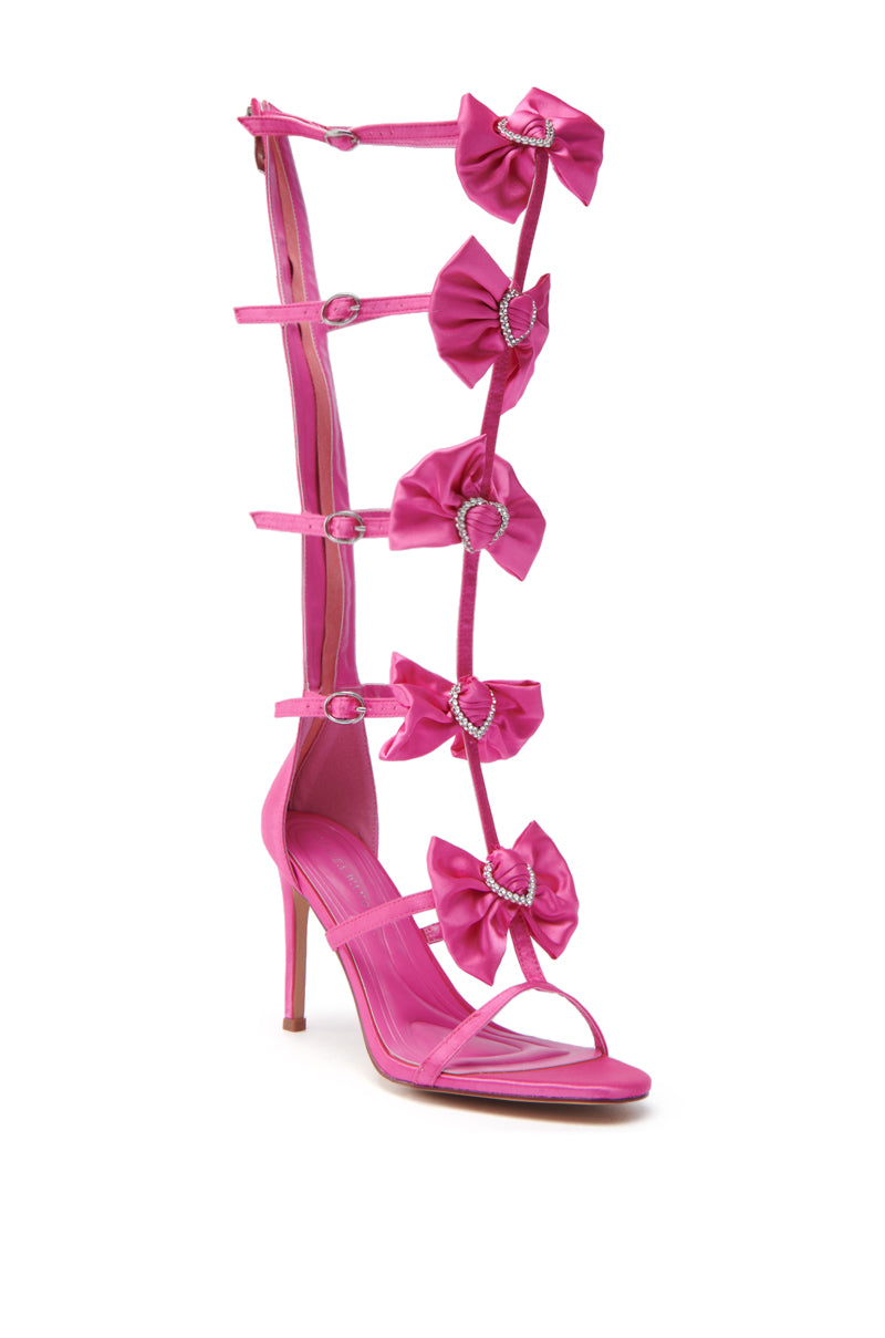AZALEA WANG AERIN FUCHSIA GLADIATOR BOW SANDAL STILETTO – AKIRA