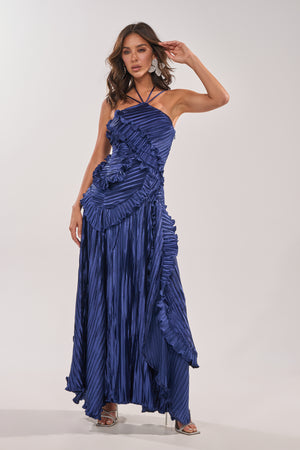 dress 2019 ruffle pleated AKIRA Celeste Midi Jovani Style 40379 school event green stripe Neck:19.0/19.5