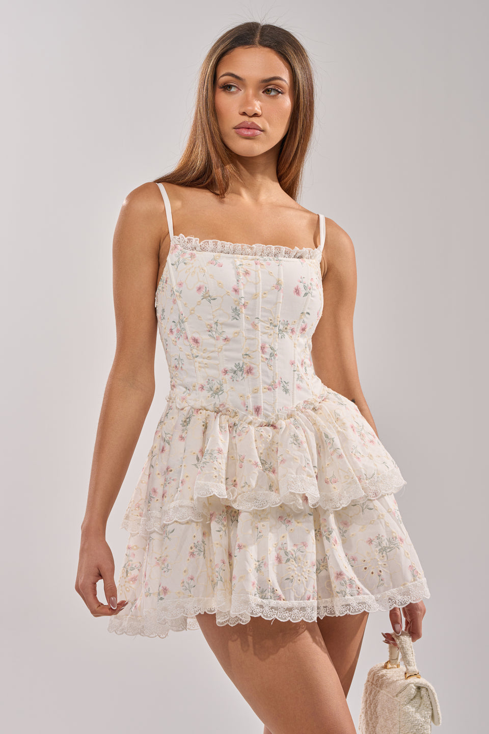 floral mini party dress ANNELIESE Pink Floral Mini Dress