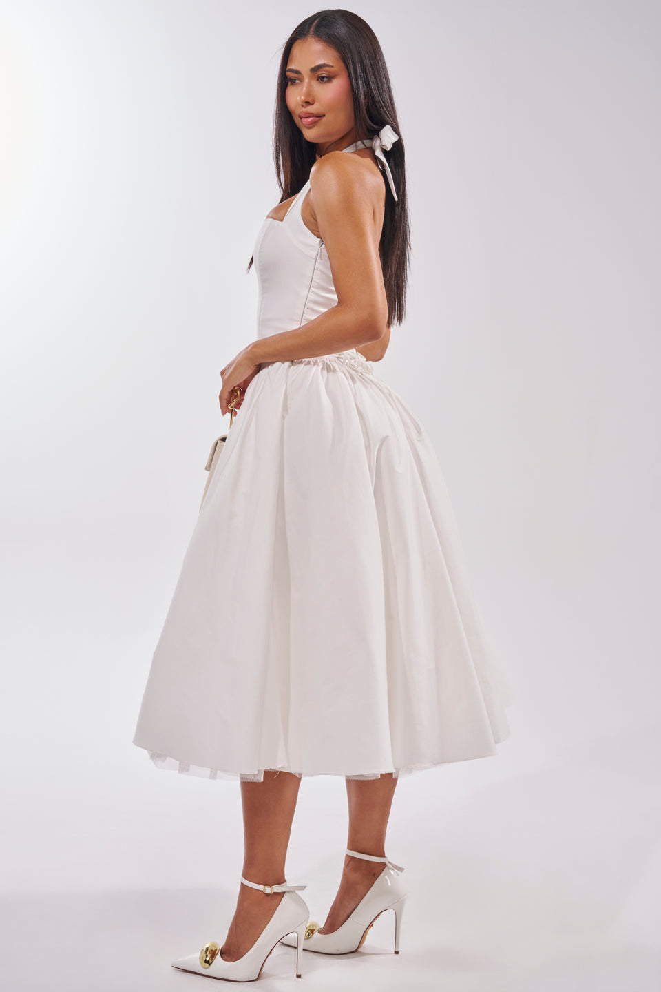 poplin midi dress AKIRA Sunday Afternoon Poplin Midi Dress | White