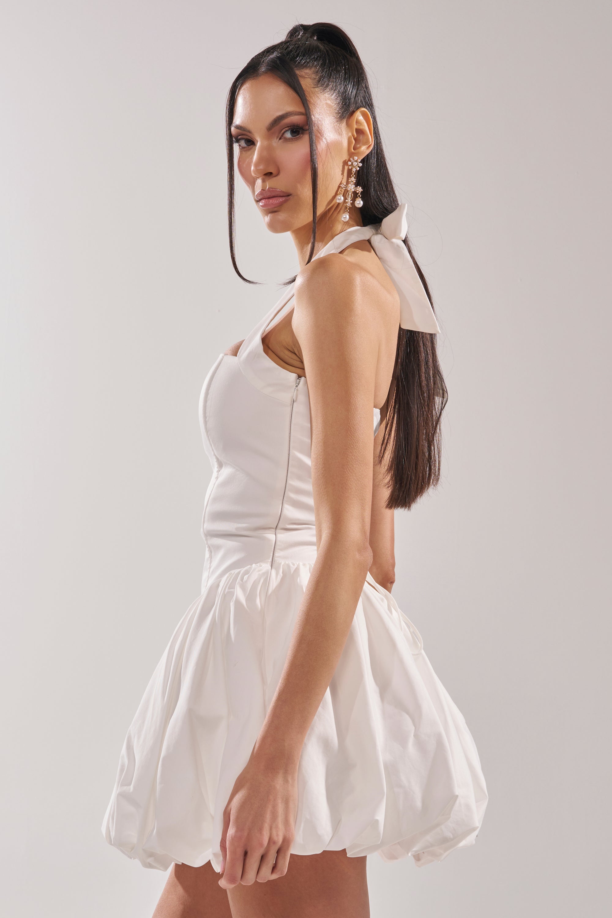 AKIRA Ballerina Poplin Mini Dress | White