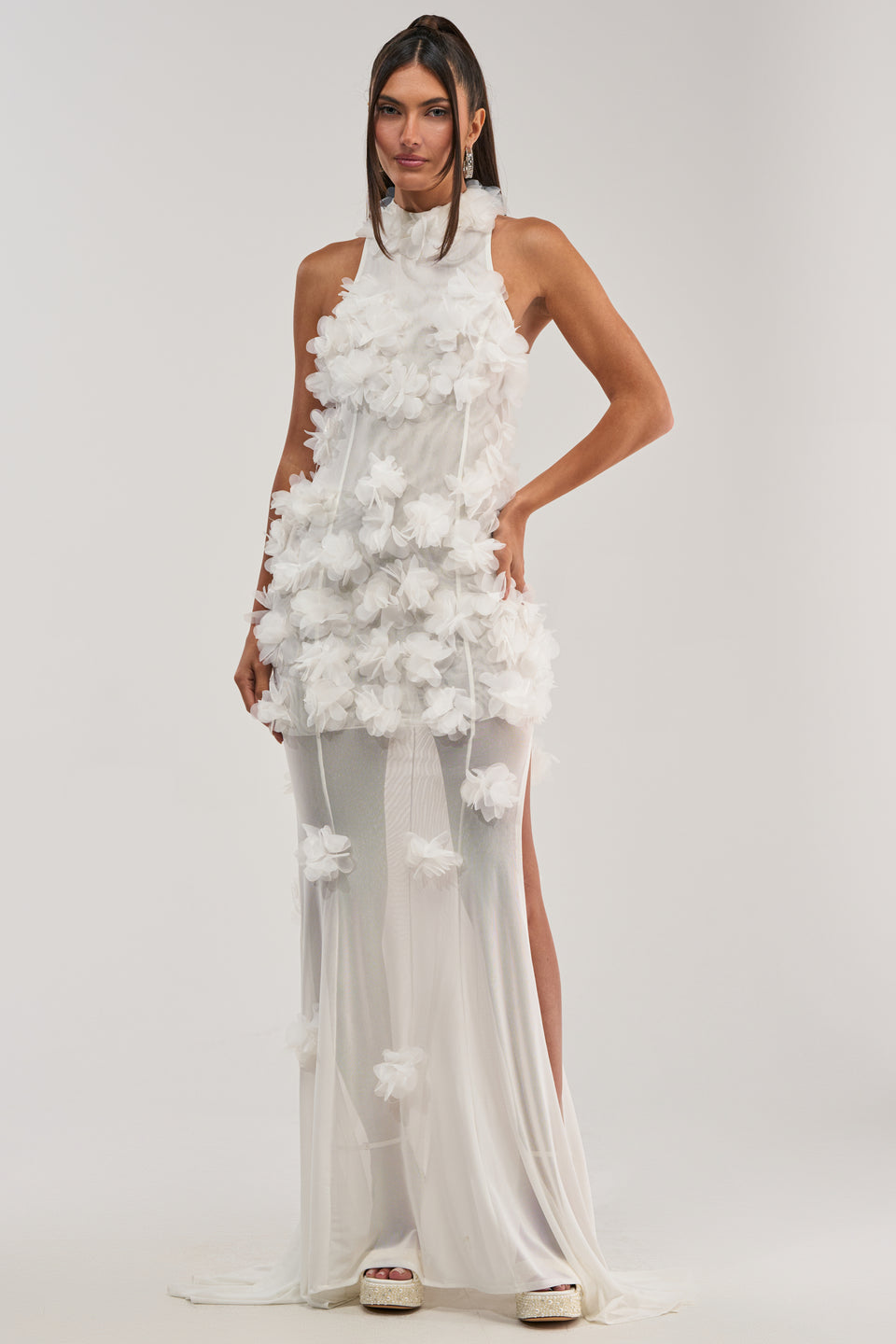 AKIRA Party Favor Ruffle Maxi Dress | White