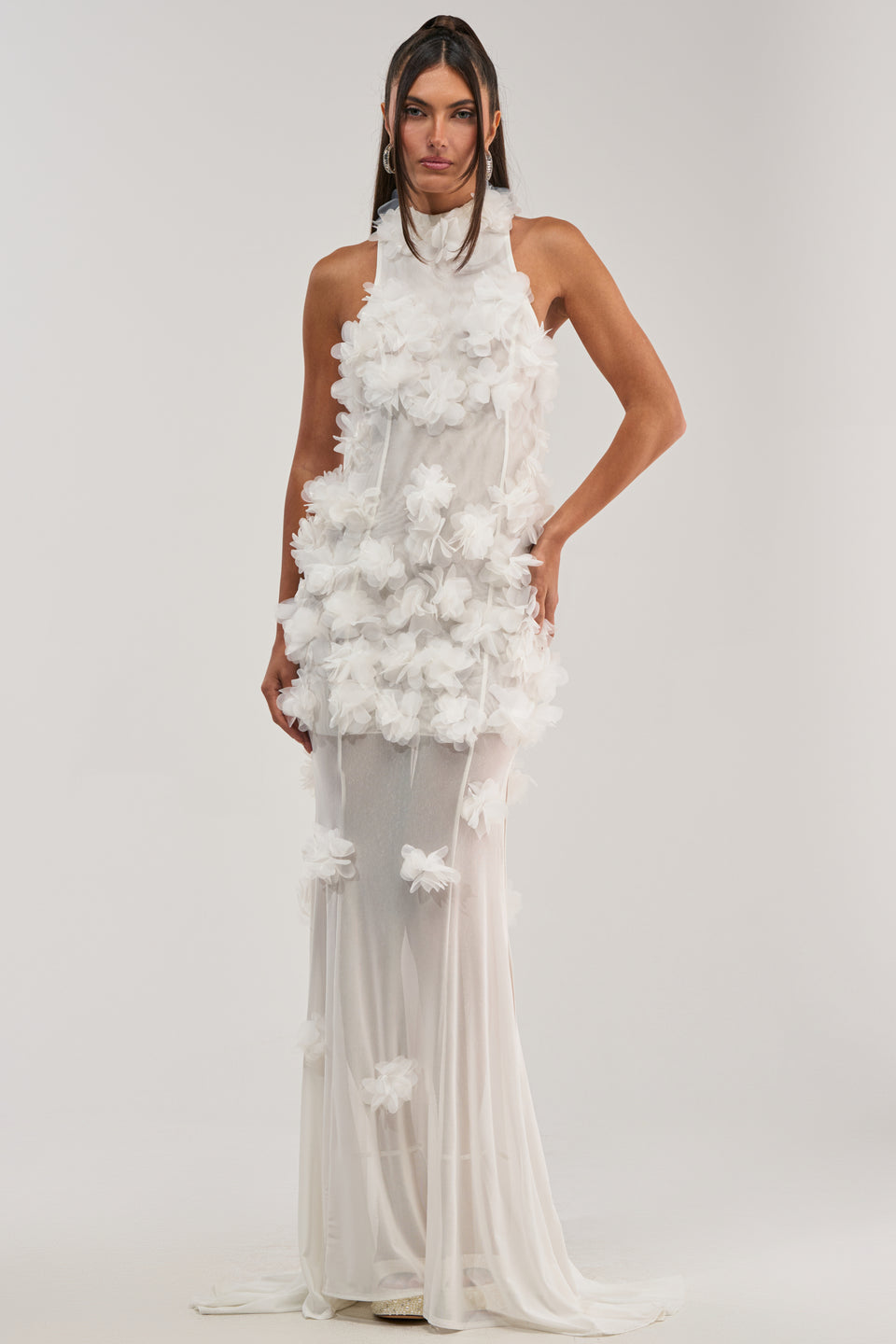 AKIRA Party Favor Ruffle Maxi Dress | White