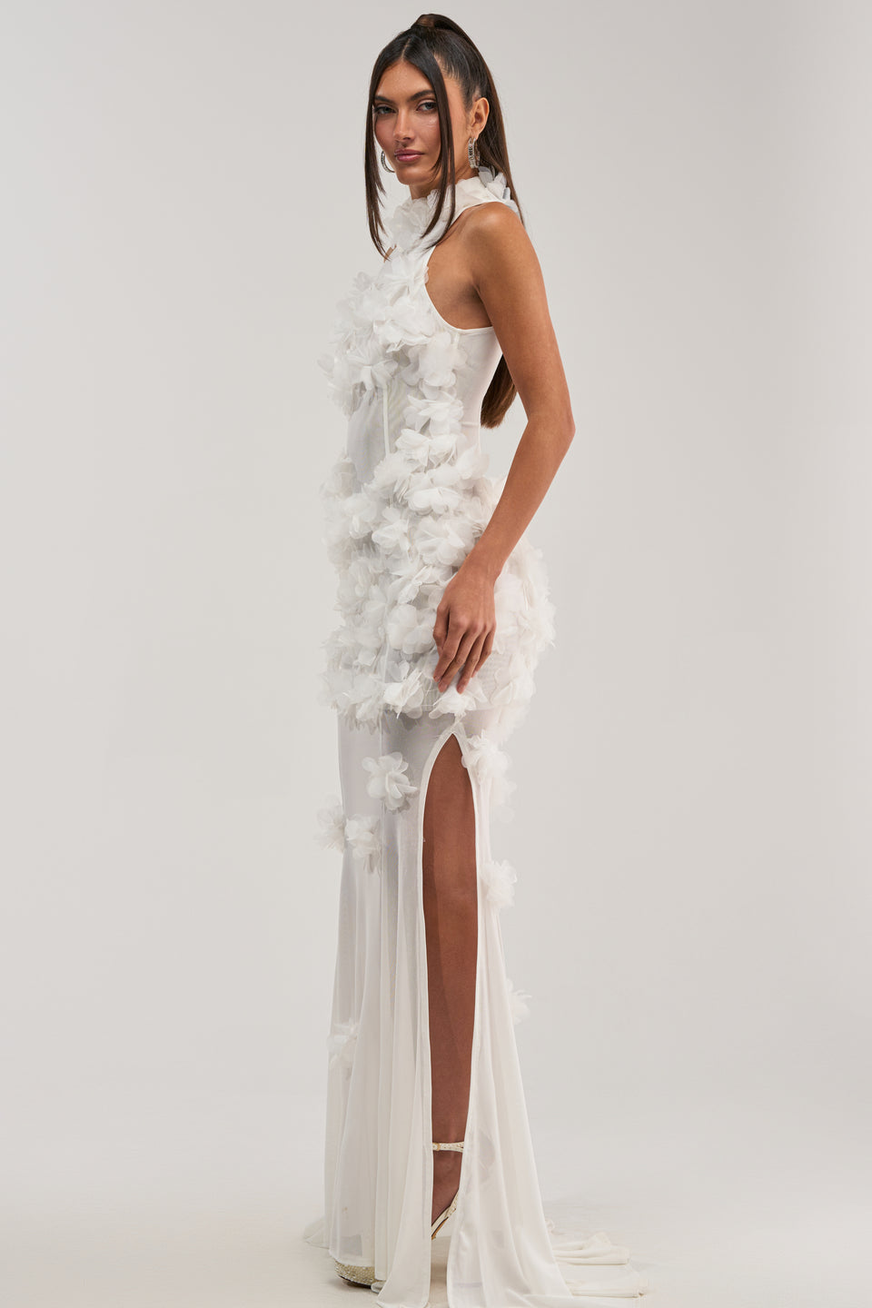 AKIRA Party Favor Ruffle Maxi Dress | White