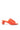 The AZALEA WANG AJIT ORANGE SANDAL showcases a stylish design with an orange slide and a novelty spherical heel. The satin textile upper features textured detail, offering a modern and bold look, all set against a plain white background.