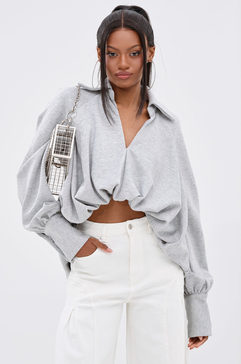NEW RULES HIGH LOW BLOUSE IN GREY – AKIRA NEW RULES HIGH LOW BLOUSE IN GREY – AKIRA