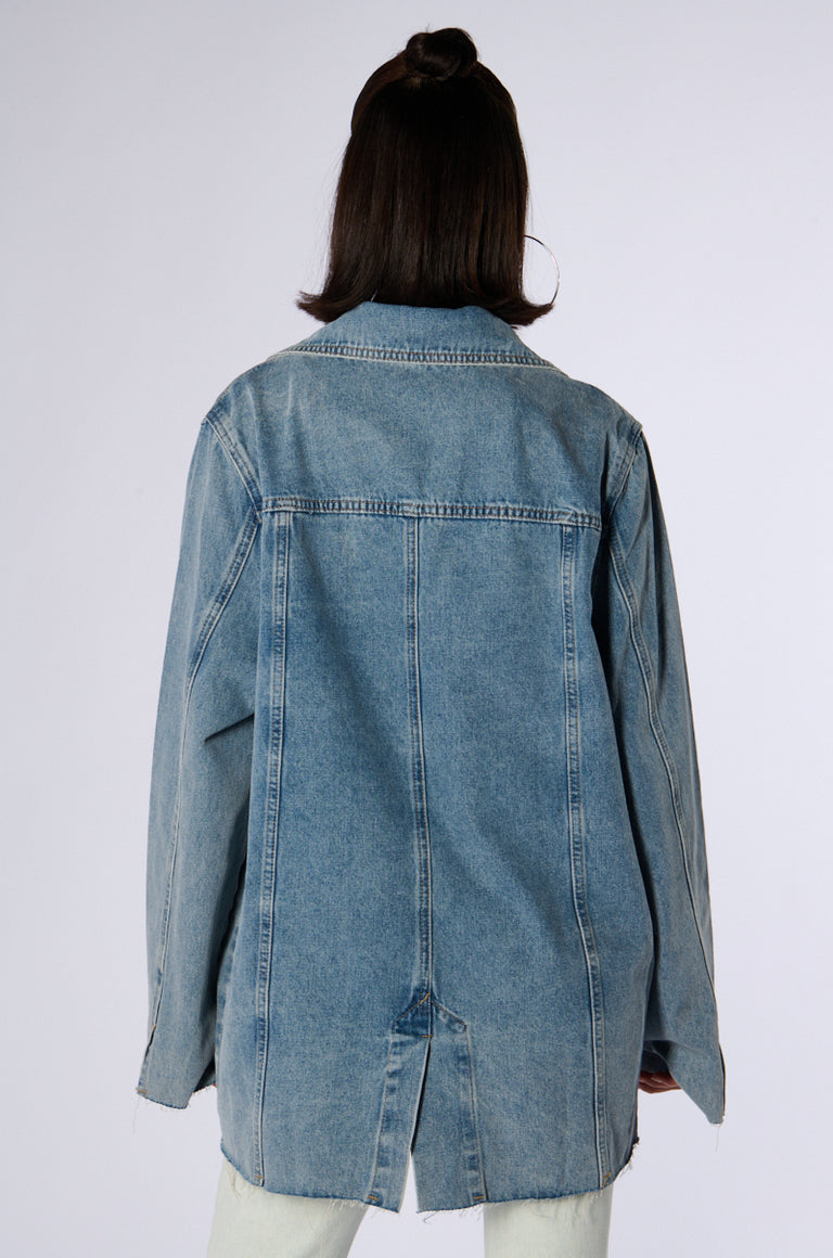 Oversized Denim Blazer - Blue main image 1