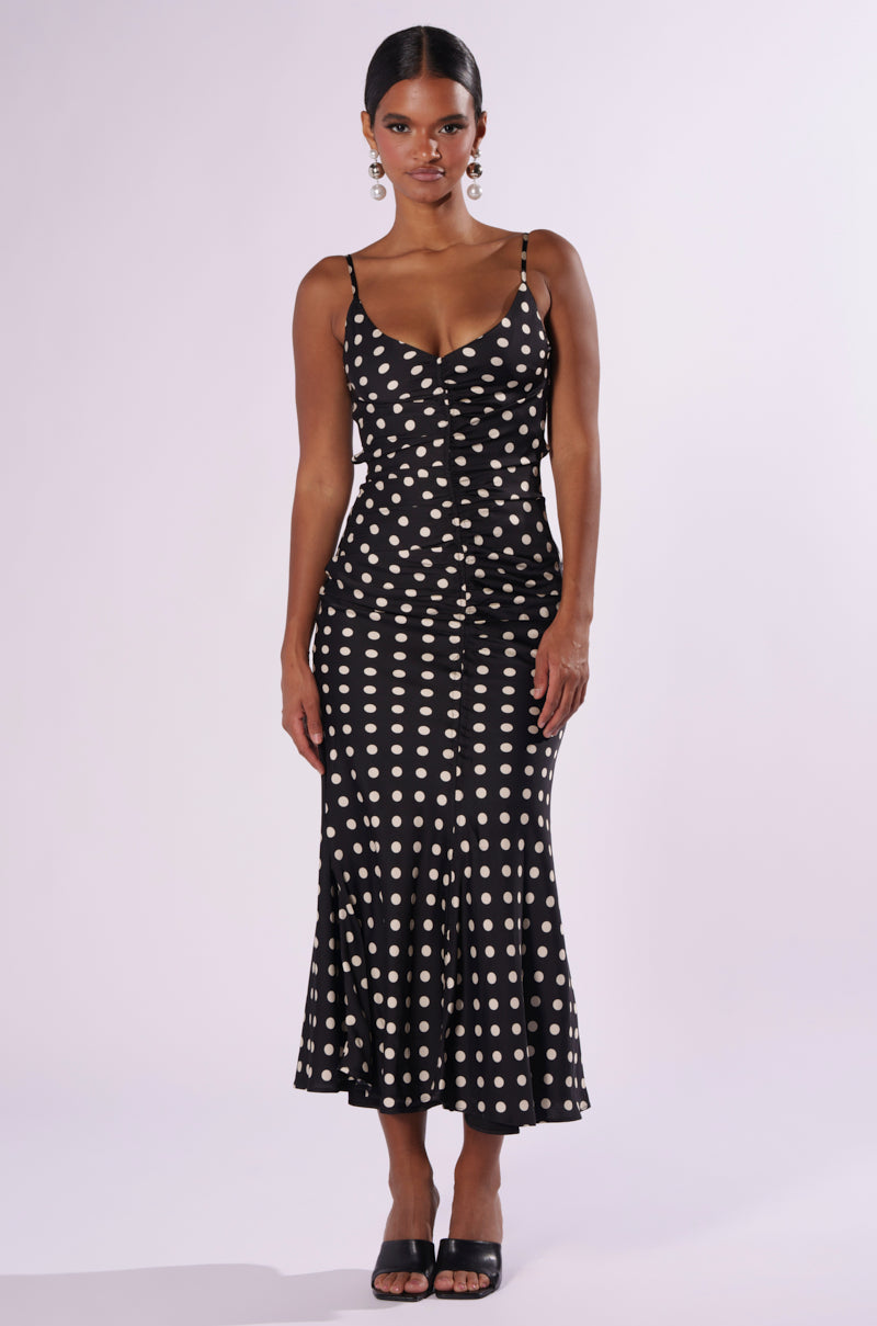 NANCY SATIN POLKA DOT MIDI DRESS – AKIRA NANCY SATIN POLKA DOT MIDI DRESS – AKIRA