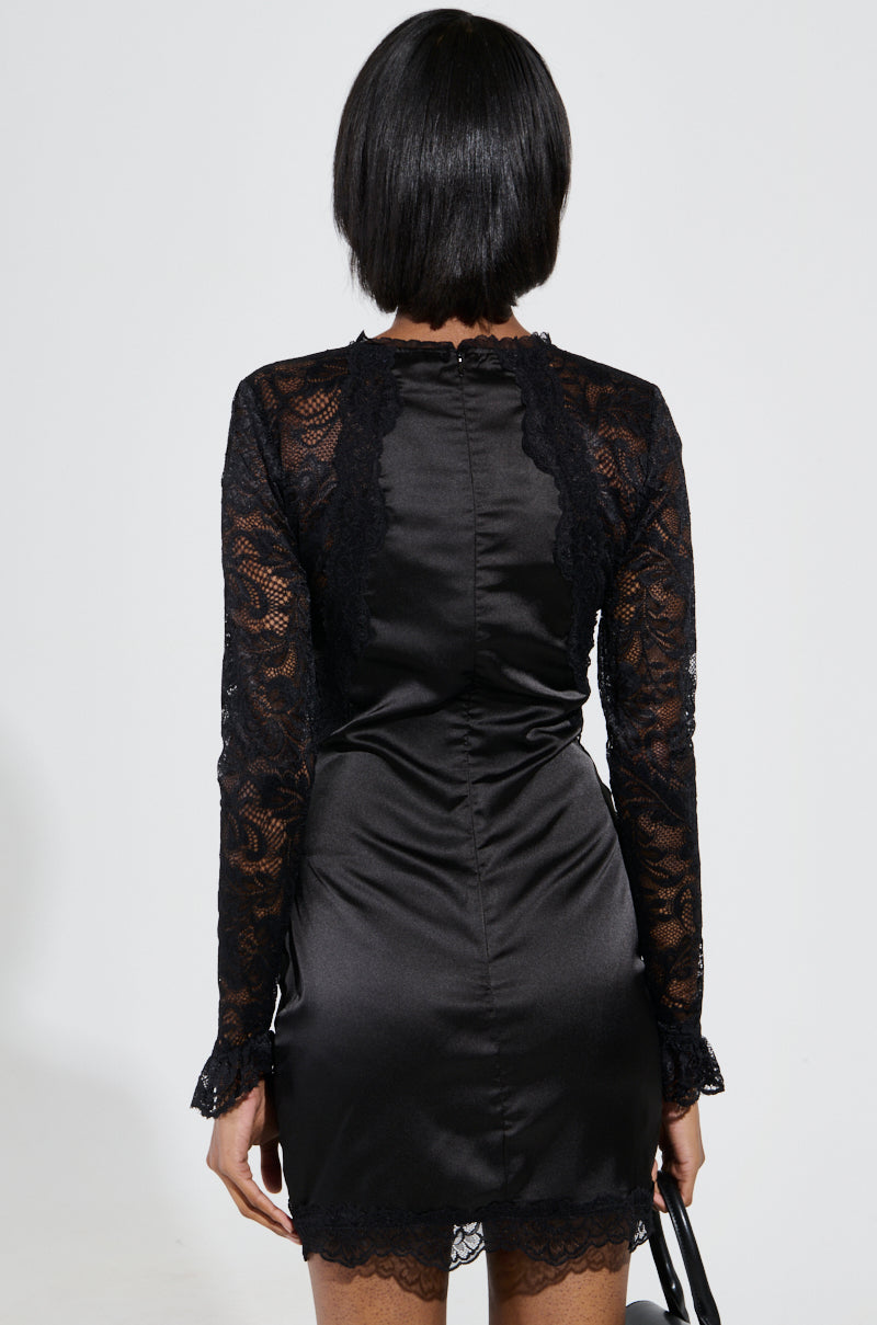 CALL BACK LATER SATIN LACE DETAIL MINI DRESS AKIRA CALL BACK LATER SATIN LACE DETAIL MINI DRESS AKIRA