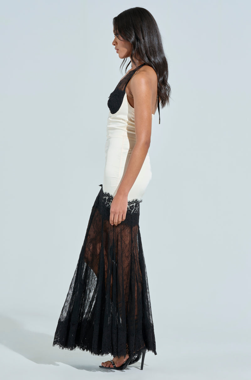 KYLIE SATIN LACE MAXI DRESS AKIRA KYLIE SATIN LACE MAXI DRESS AKIRA