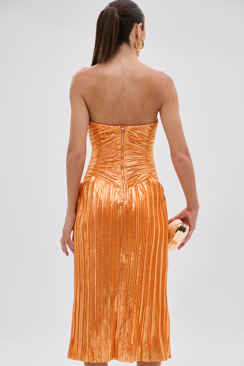 ALL ABOUT ME SATIN BUBBLE MIDI DRESS IN ORANGE – AKIRA ALL ABOUT ME SATIN BUBBLE MIDI DRESS IN ORANGE – AKIRA