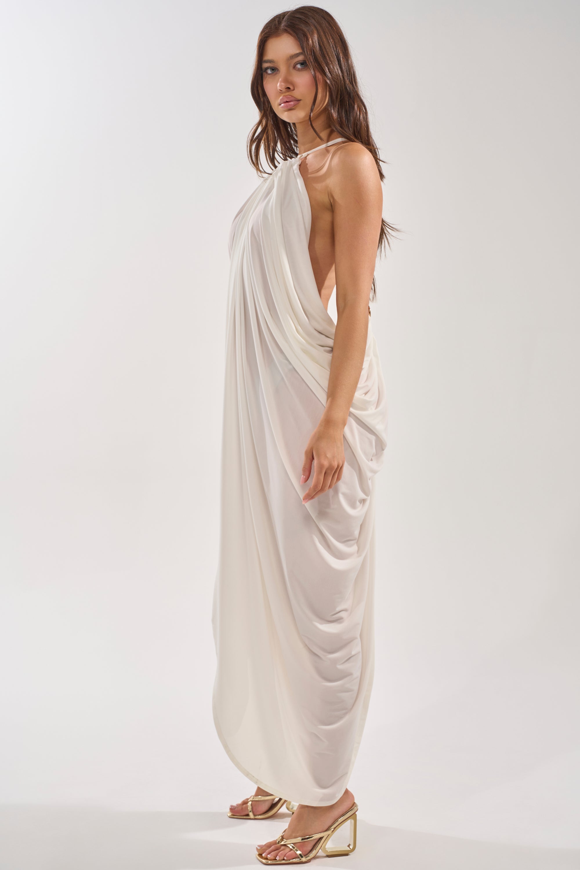 AKIRA Bali Mami Low Back Maxi Dress | White AKIRA Bali Mami Low Back Maxi Dress | White