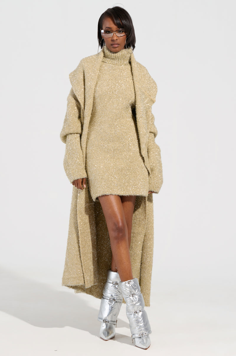 FELT A SPARK KNIT GLITTER MINI DRESS AKIRA FELT A SPARK KNIT GLITTER MINI DRESS AKIRA