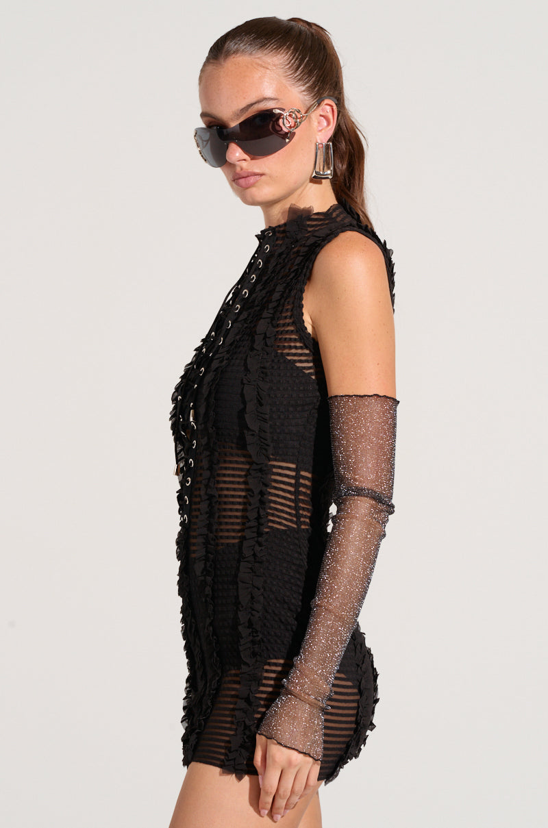 GELINA MESH LACE UP MINI DRESS AKIRA GELINA MESH LACE UP MINI DRESS AKIRA