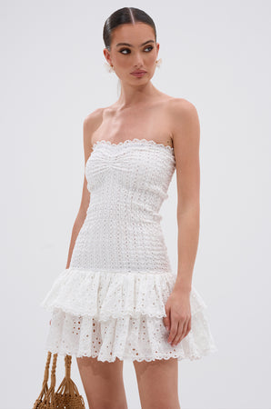 LETS GO TO THE BEACH RUFFLE MINI DRESS – AKIRA