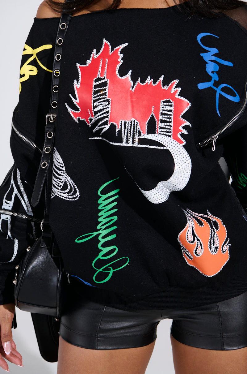 DEEP THOUGHTS OVERSIZED GRAPHIC SWEATSHIRT – AKIRA
