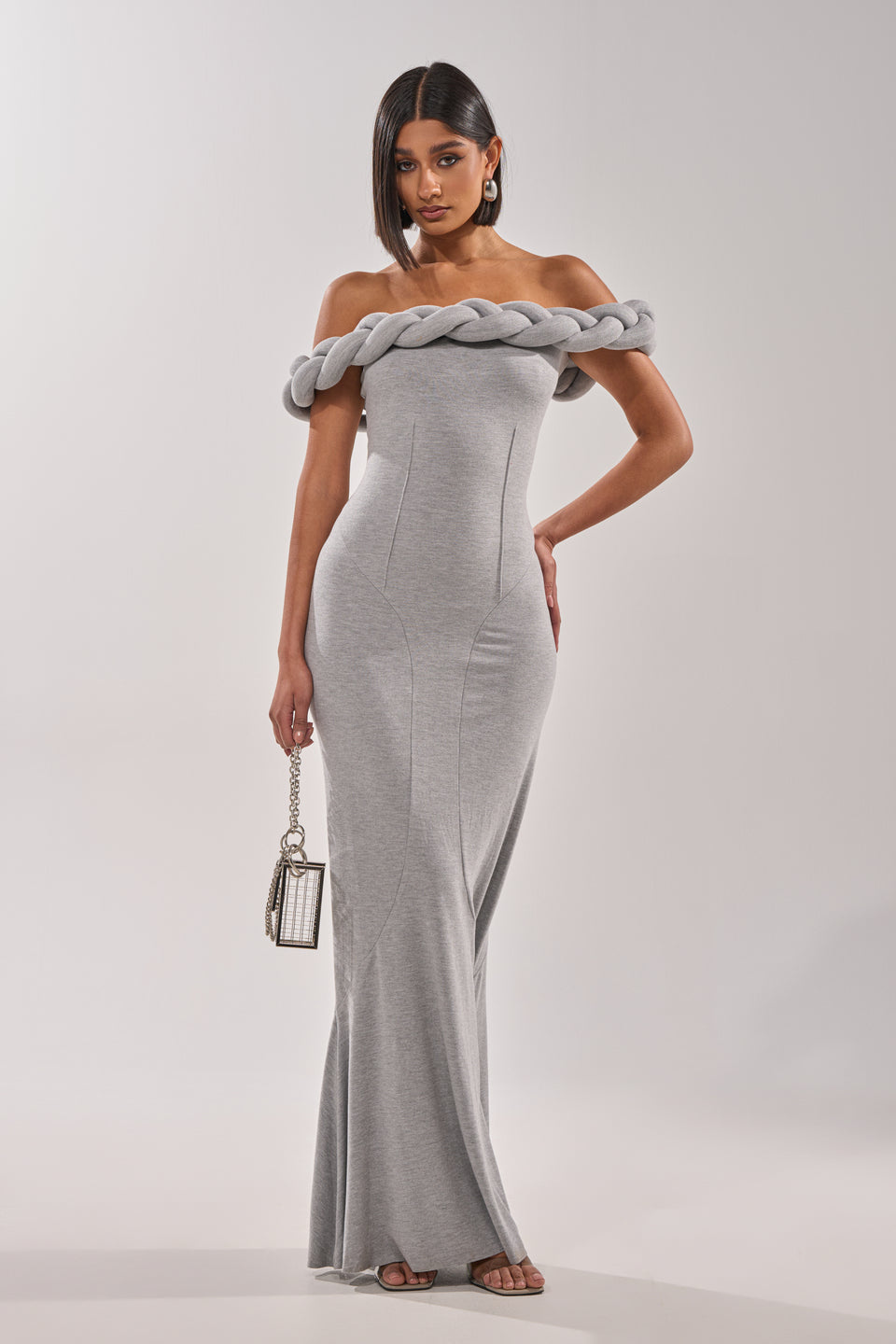 and grey dress GODDESS HOUR KNIT MAXI DRESS – AKIRA